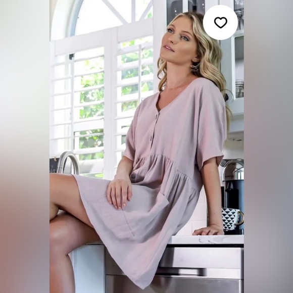 My Story dress linen baby doll lilac with pockets - Picture 2 of 11